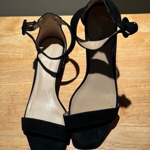 Pella Moda Black Suede Sandals w rhinestone heels!   Gorgeous!   Size 8!